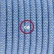 Ronde flexibele textielkabel van katoen met schakelaar en stekker. RD75 - Steward blauw zigzag en linnen 1,80 m.