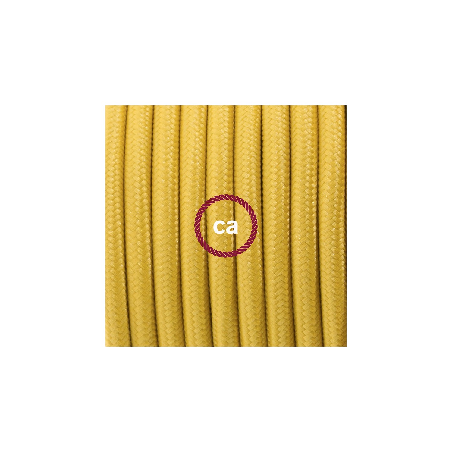 Ronde flexibele textielkabel van viscose met schakelaar en stekker. RM25 - mosterd geel 1,80 m.