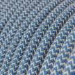 Rond flexibel strijkijzersnoer RD75 - Steward blauw zigzag katoen en natuurlijk linnen