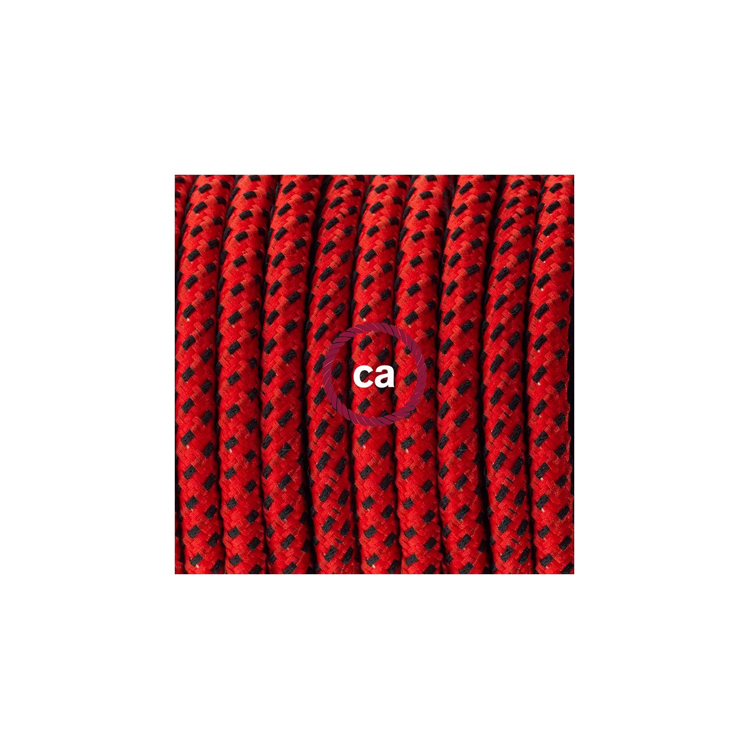 Ronde flexibele textielkabel van viscose met schakelaar en stekker. RT94 - duivels rood 1,80 m.