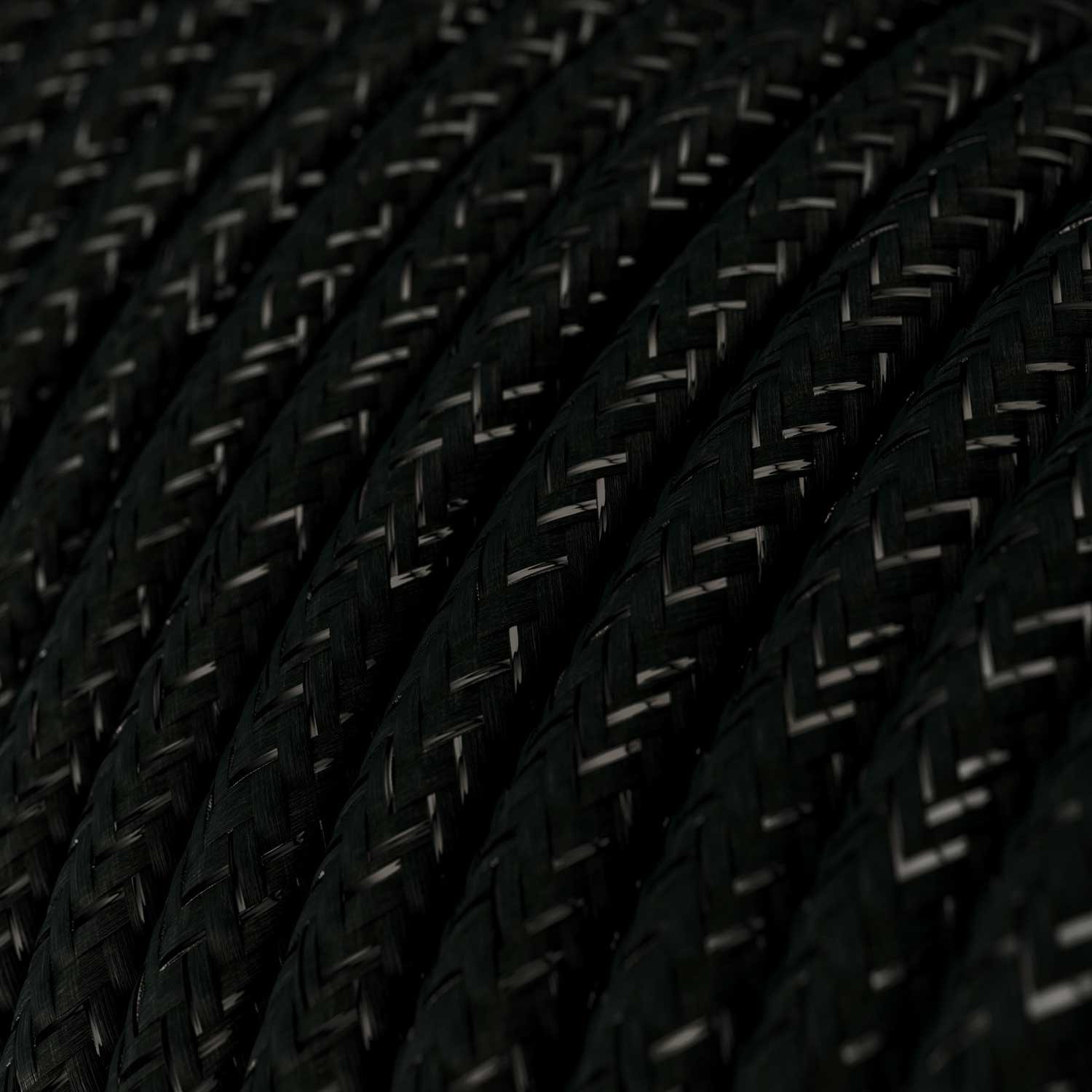 Ronde flexibele glinsterende electriciteit textielkabel van viscose. RL04 - zwart
