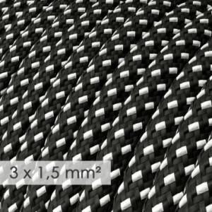 Lang overbruggings- strijkijzersnoer 3 x 1,50 mm. - zwart/wit viscose 3D effect RT41