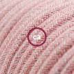 Verlengkabel 2P 10A met rond flexibel strijkijzersnoer RD71 van oud roze zigzag katoen en natuurlijk linnen
