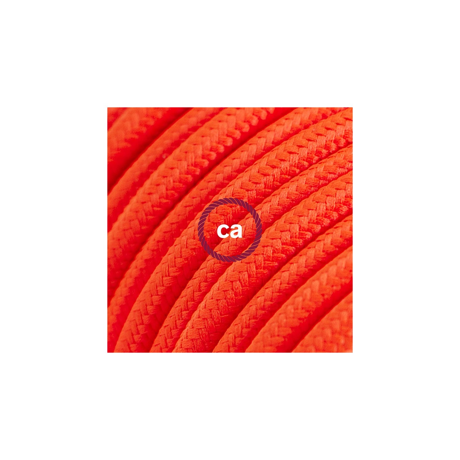 Verlengkabel 2P 10A met rond flexibel strijkijzersnoer RF15 van neon oranje viscose