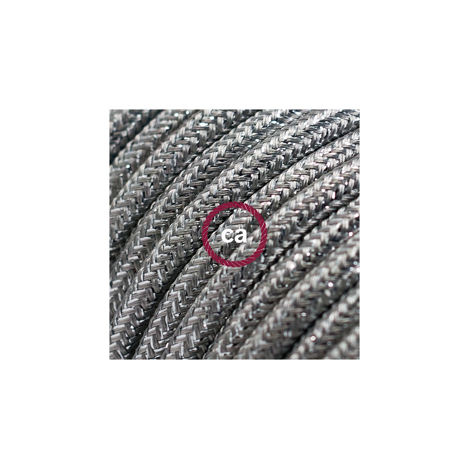Verlengkabel 2P 10A met rond flexibel strijkijzersnoer RL02 van glinsterend zilver viscose