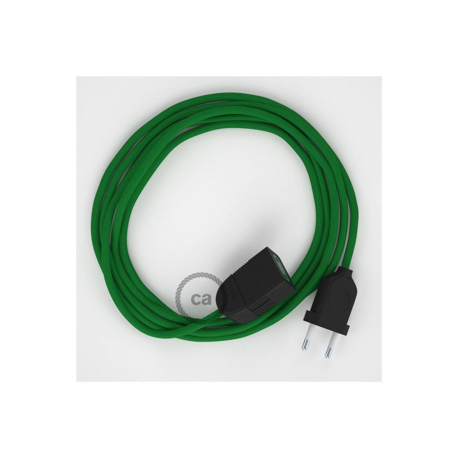 Verlengkabel 2P 10A met rond flexibel strijkijzersnoer RM06 van groen viscose
