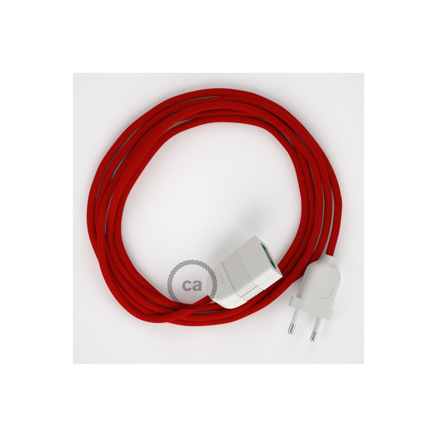 Verlengkabel 2P 10A met rond flexibel strijkijzersnoer RM09 van rood viscose