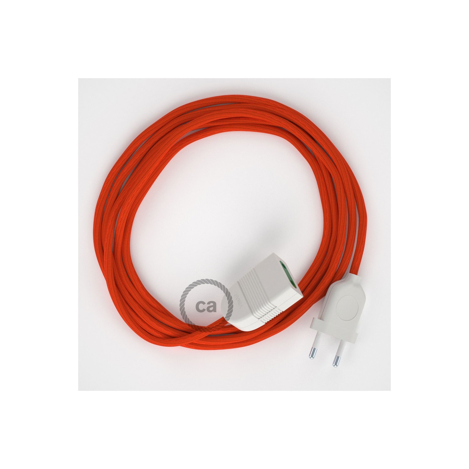 Verlengkabel 2P 10A met rond flexibel strijkijzersnoer RM15 van oranje viscose
