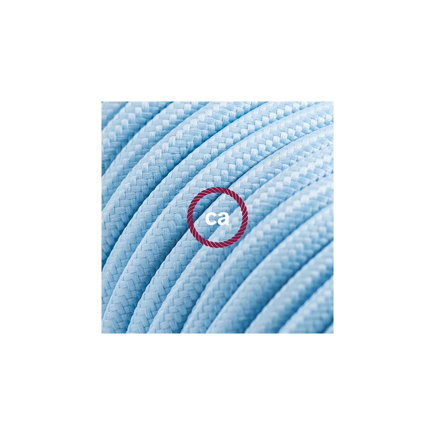 Verlengkabel 2P 10A met rond flexibel strijkijzersnoer RM17 van baby blauw viscose