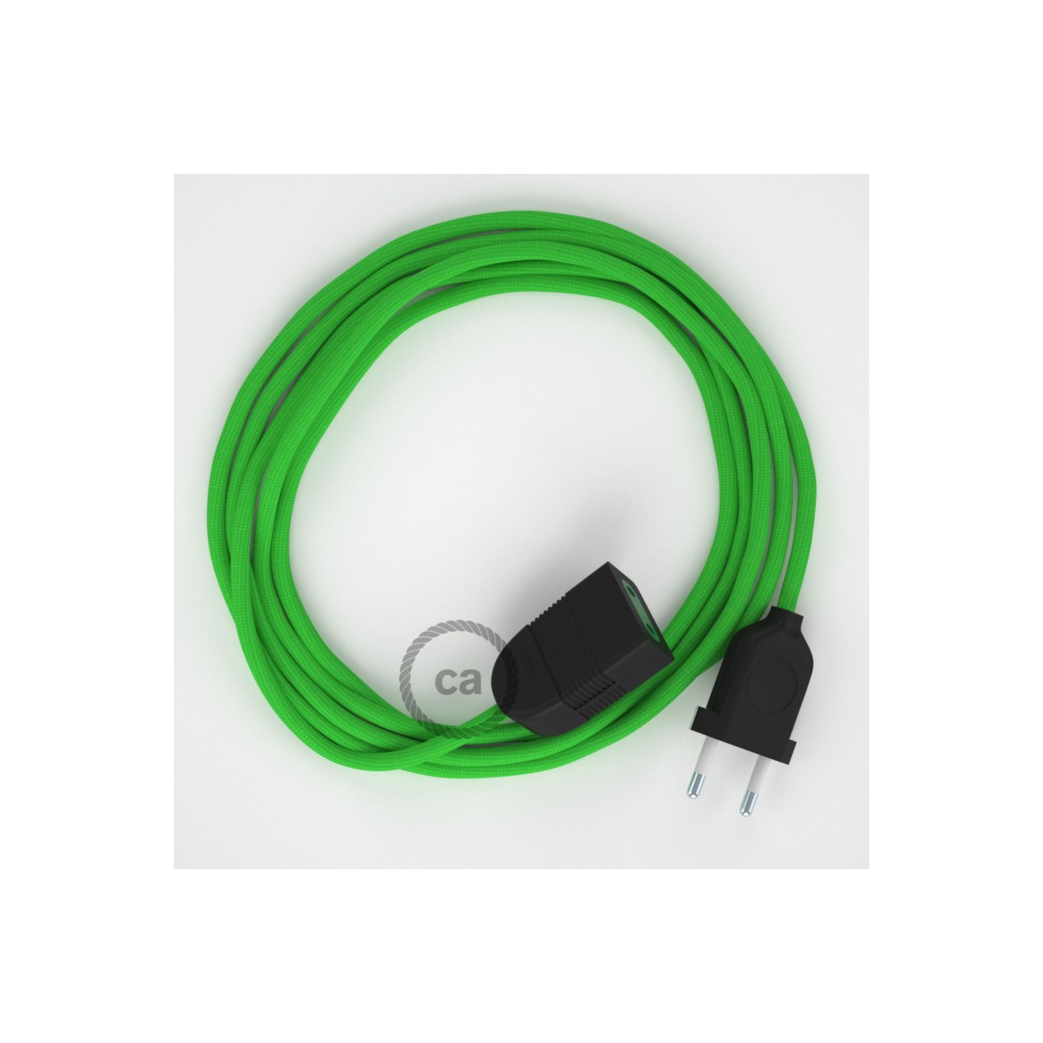 Verlengkabel 2P 10A met rond flexibel strijkijzersnoer RM18 van limoen groen viscose