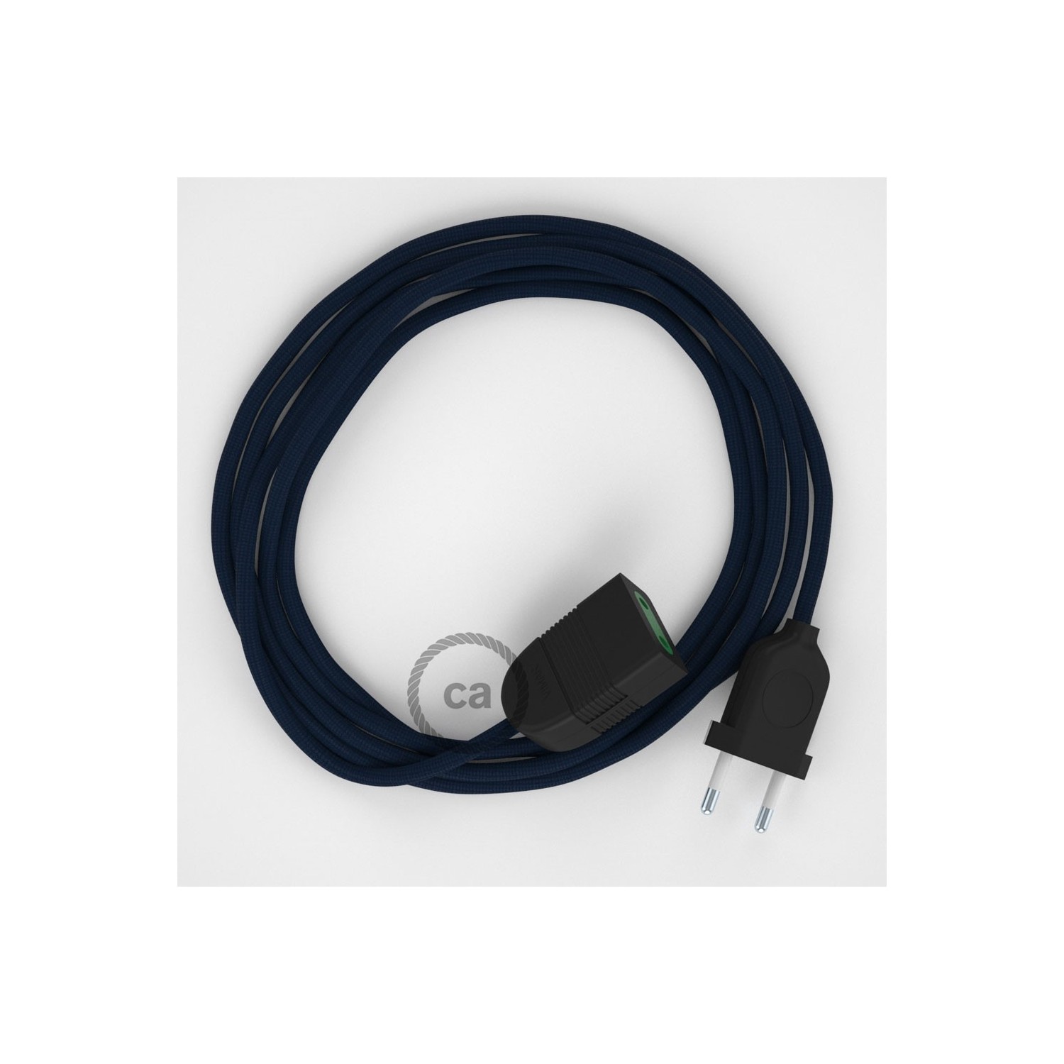 Verlengkabel 2P 10A met rond flexibel strijkijzersnoer RM20 van donkerblauw viscose