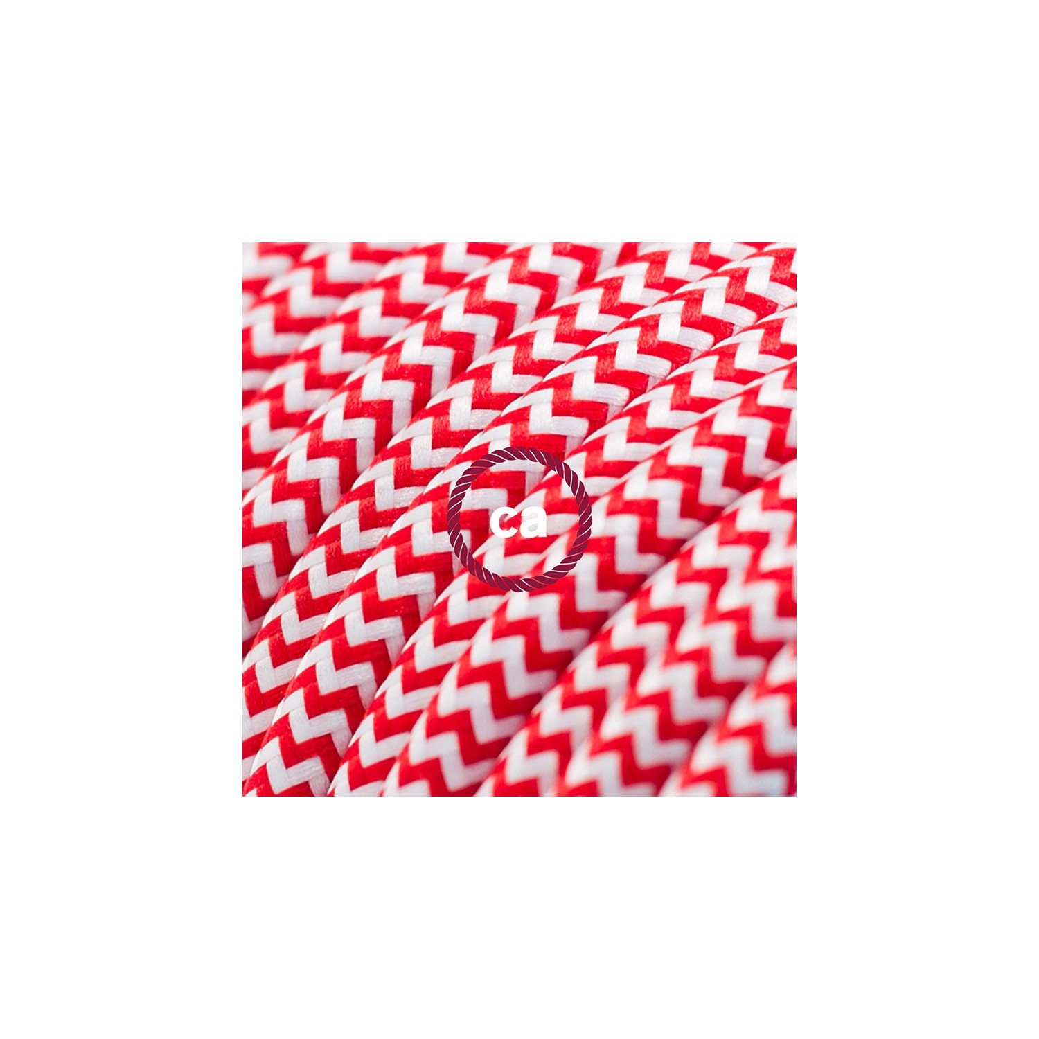 Verlengkabel 2P 10A met rond flexibel strijkijzersnoer RZ09 van rood zigzag viscose