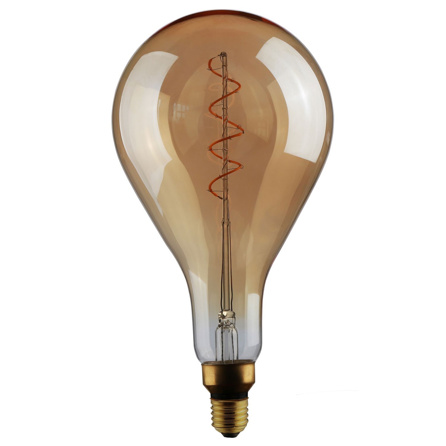 XXL LED goudkleurige lichtbron - Pear A165 gebogen dubbele lus kooldraad - 5W E27 dimbaar 2000K