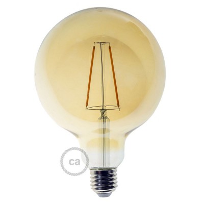 LED goudkleurige lichtbron - De Globe G125 met lange kooldraad - 4W E27 decoratief vintage 2000K