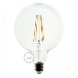 LED lichtbron transparant - De Globe G125 met lange kooldraad - 7.5W E27 decoratief vintage dimbaar 2200K