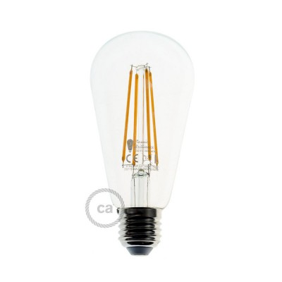 LED lichtbron transparant - Edison ST64 lange kooldraad - 7.5W E27 decoratief vintage dimbaar 2200K