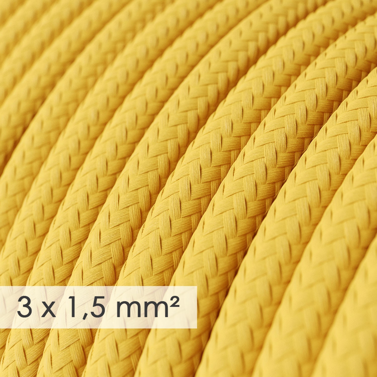 Lang overbrugging-snoer 3 x 1.50 rond - bekleed met gele viscose RM10