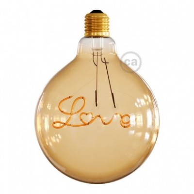 LED gouden lichtbron - Globe G125 “Love” voor hanglamp - 5W E27 decoratieve vintage 2000K