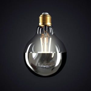 Zilver kopspiegel Globe G95 LED lichtbron 7,5W E27 2700K dimbaar