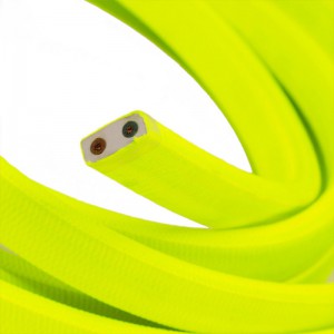 Met textiel omweven 220 V prikkabel, geel neon viscose CF10