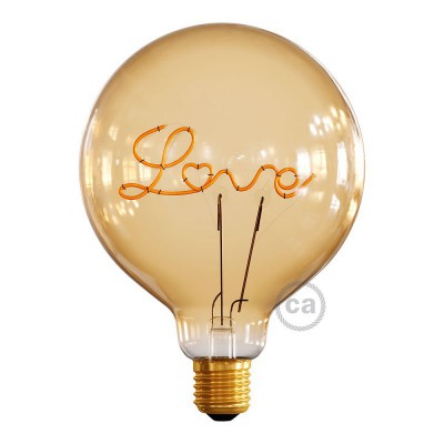 LED gouden lichtbron - Globe G125 “Love” voor staande lamp - 5W E27 decoratieve vintage 2000K