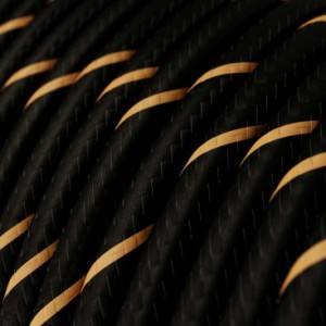 Rond strijkijzersnoer Vertigo HD bedekt met Black en Gold textiel ERM42