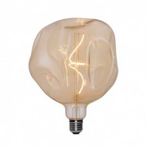 LED goudkleurige lichtbron gedeukt Globe G180 spiraal filament 5W E27 dimbaar 1800K