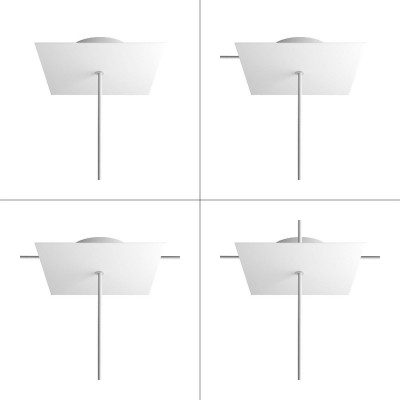 Rose-One compleet vierkant plafondkap-kit 200 mm. met 1 gat en 4 zijgaten
