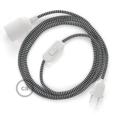 SnakeBis bedradingsset met fitting en strijkijzersnoer - zwart zigzag viscose RZ04