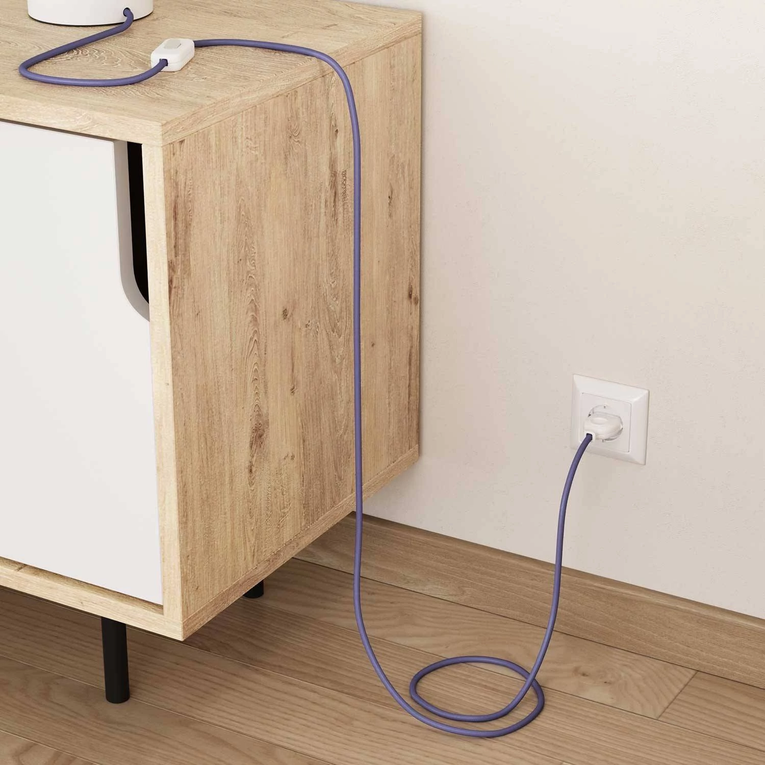 Ronde flexibele electriciteit textielkabel van viscose. RM07 - lila