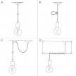 Hanglamp vervaardigd in Italië met gedraaide textielkabel en metalen afwerking
