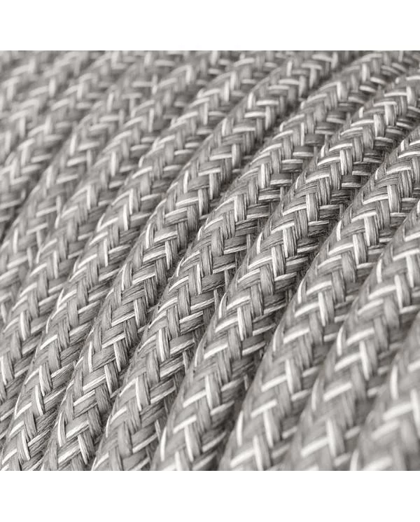 Ronde flexibele electriciteit textielkabel van linnen. RN02 - natuurlijk grijs