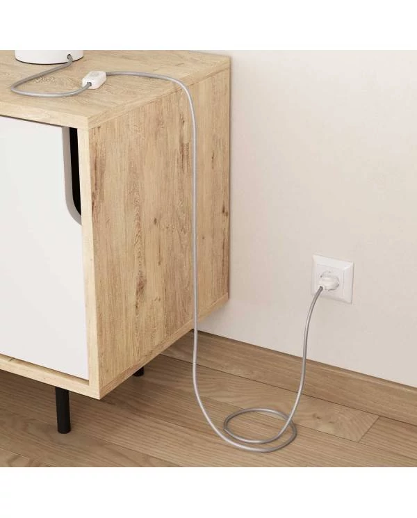 Ronde flexibele electriciteit textielkabel van viscose. RM02 - zilver