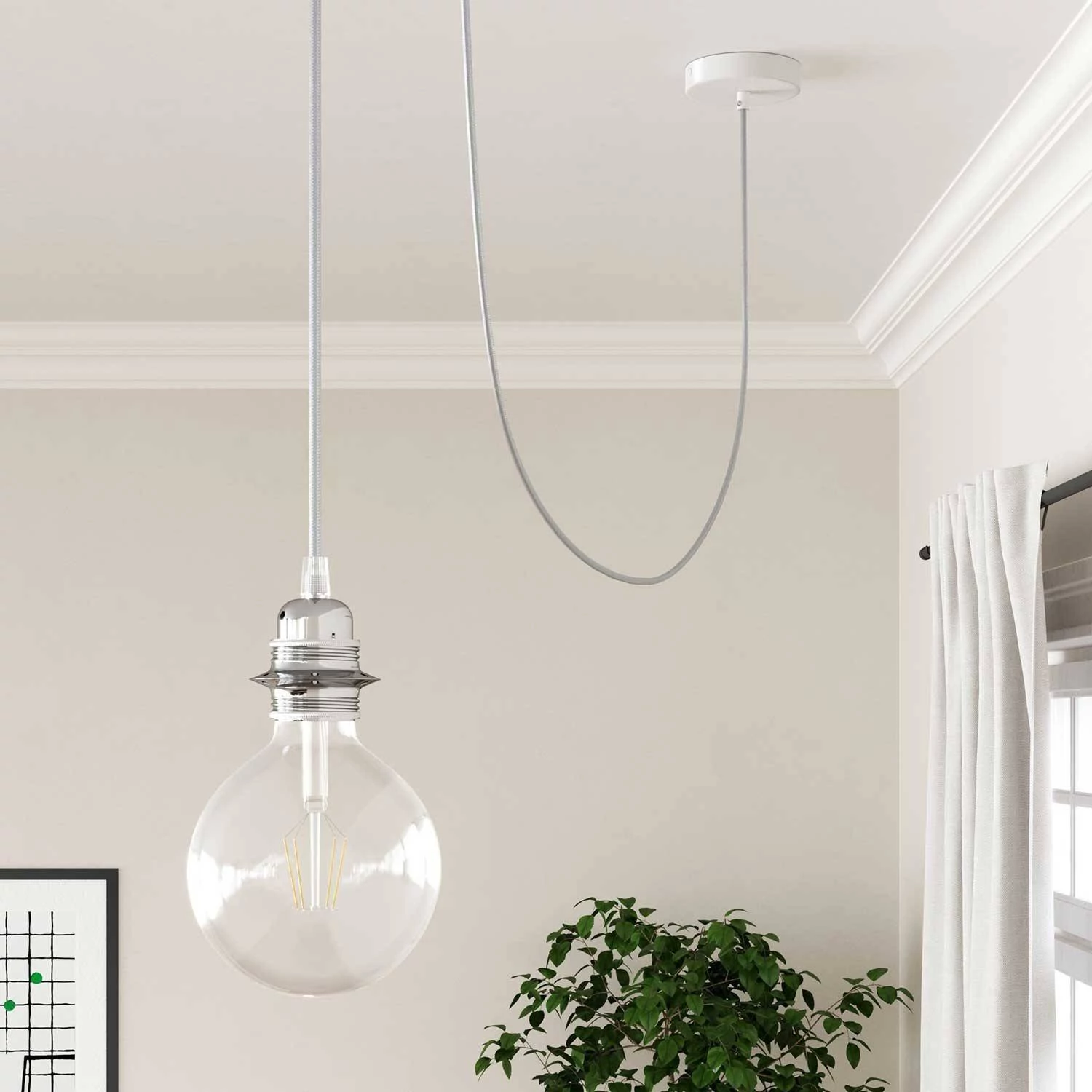 Ronde flexibele electriciteit textielkabel van viscose. RM02 - zilver