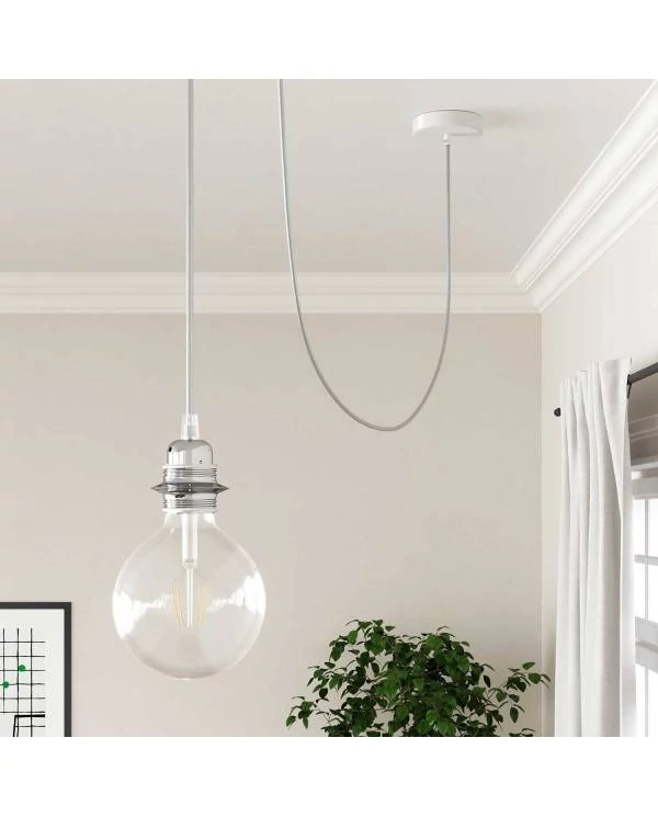 Ronde flexibele electriciteit textielkabel van viscose. RM02 - zilver