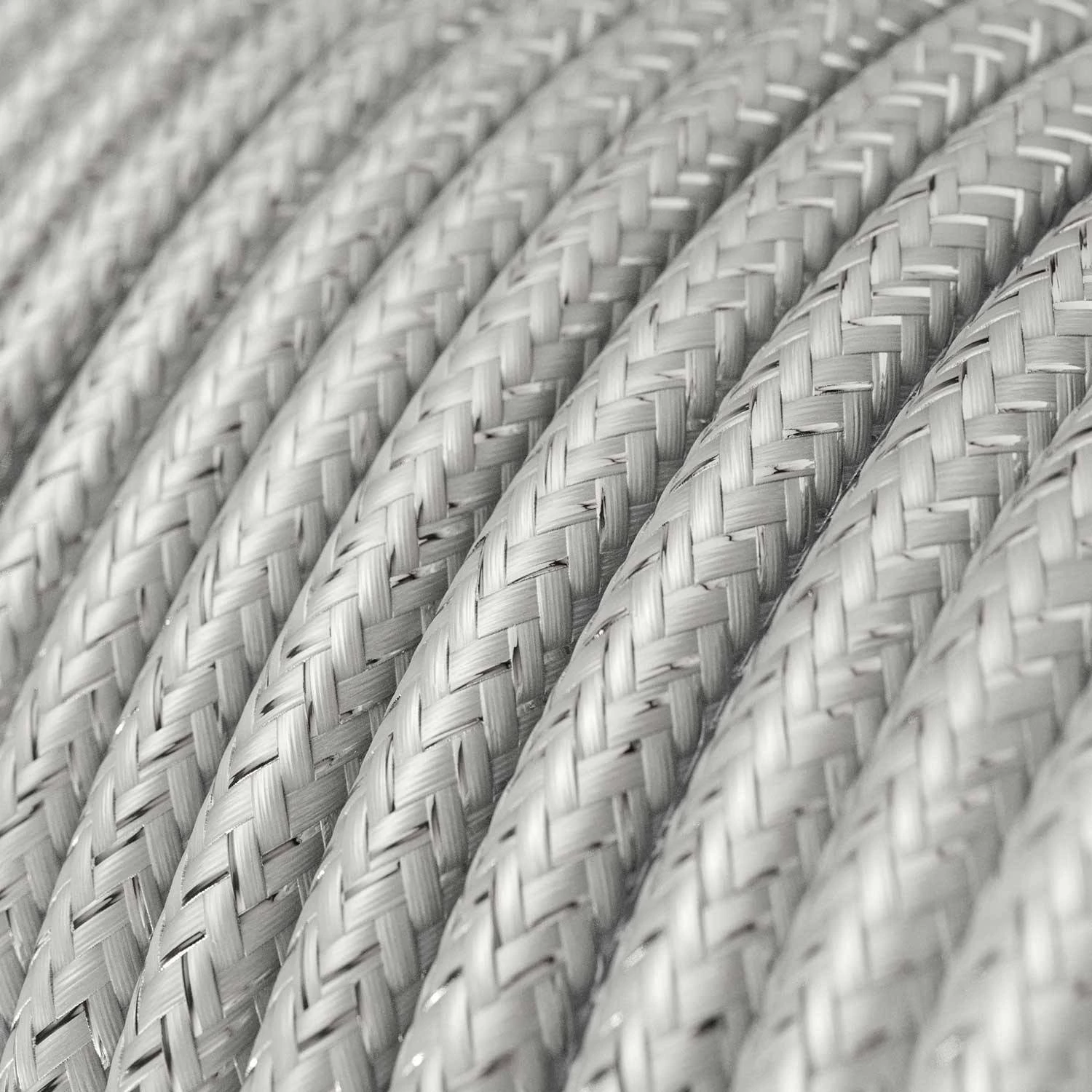 Ronde flexibele glinsterende electriciteit textielkabel van viscose. RL02 - zilver