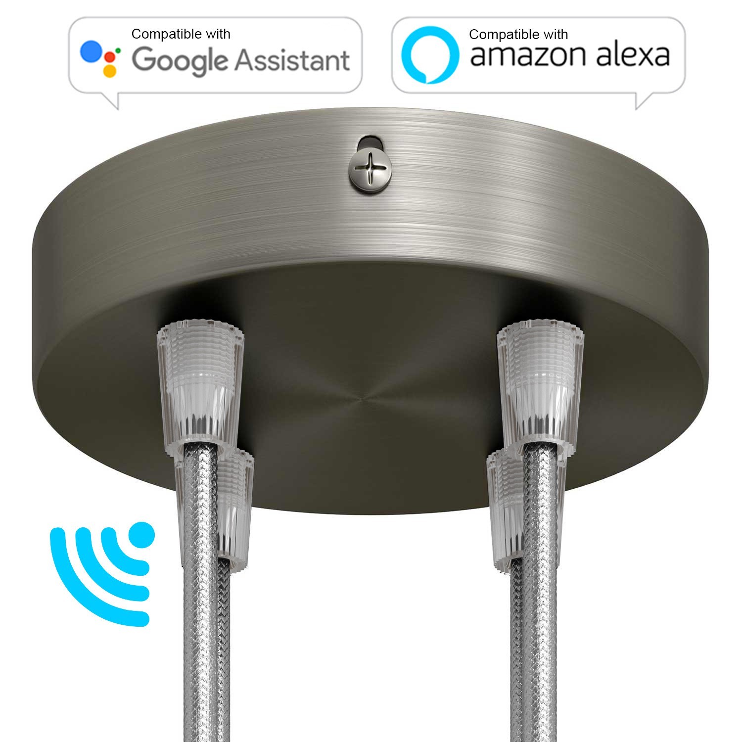 Smart 4-gaten metalen cilindrische rozetkit - compatibel met Voice Assistants