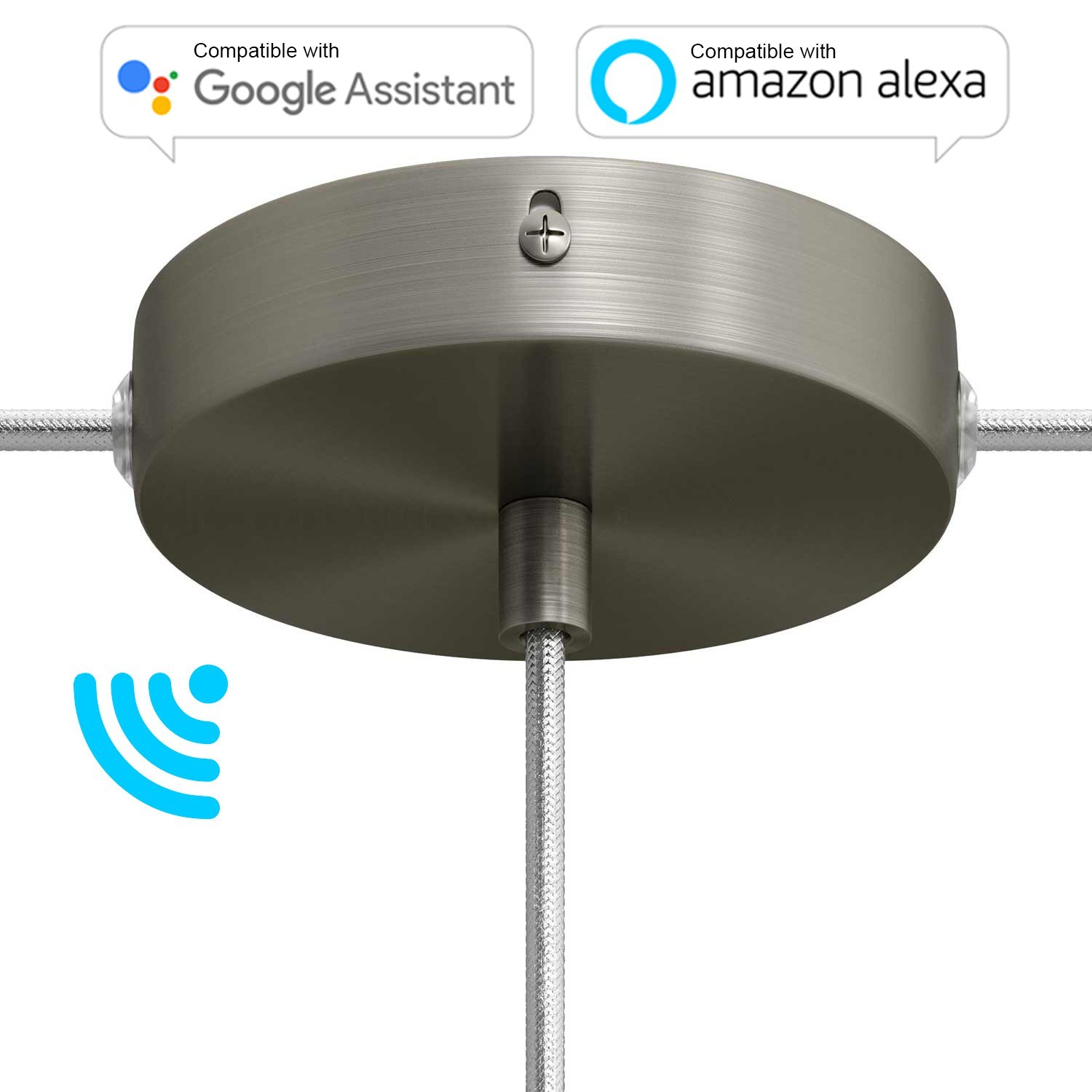 Smart metalen cilindrische rozetkit met een middengat en twee zijgaten - compatibel met Voice Assistants