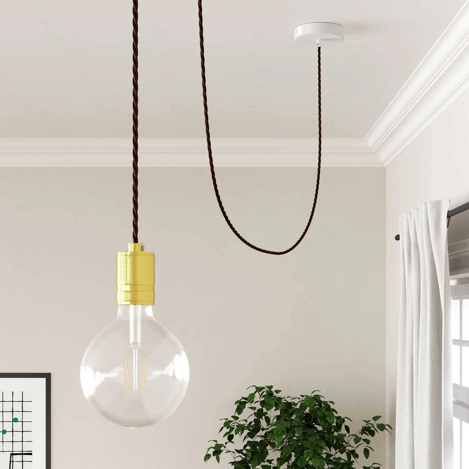 Gevlochten flexibele electriciteit textielkabel van viscose. TZ22 - zwart whiskey