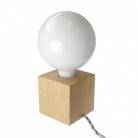 Posaluce Kubus, tafellamp van onbewerkt hout inclusief lichtbron, textielkabel, schakelaar en 2-polige stekker