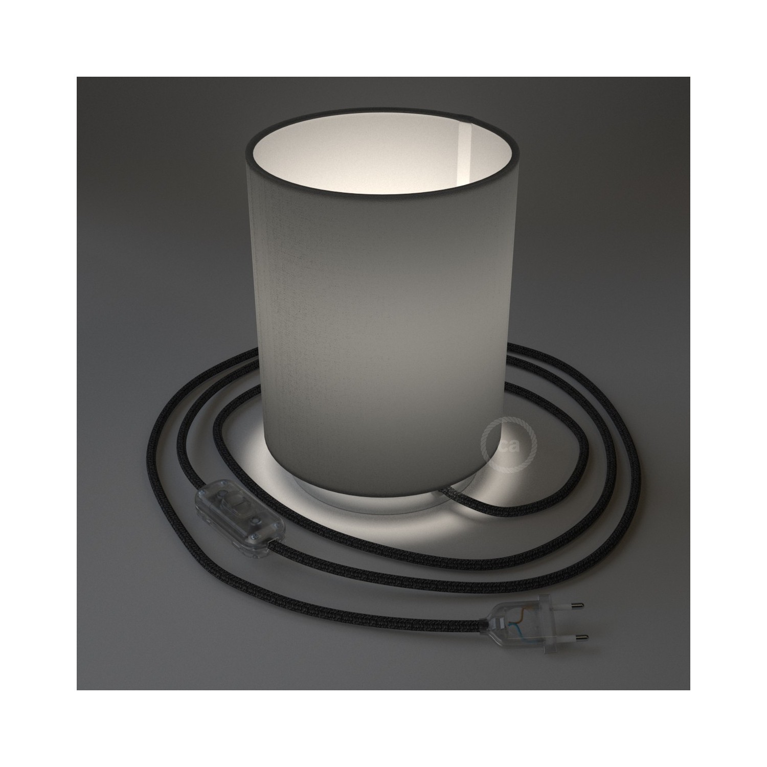 Posaluce Metal met penguin-electra lampenkap Cilindro, inclusief lichtbron, textielkabel, schakelaar en 2-polige stekker