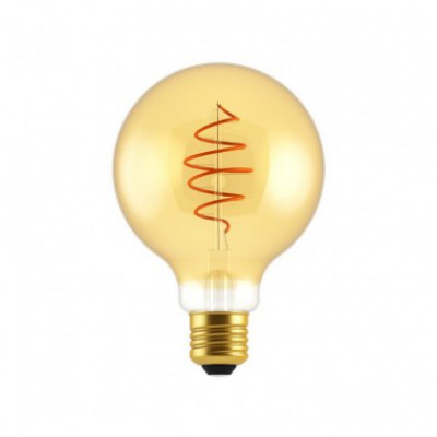 Bol G95 LED lichtbron goudkleurige Croissant lijn met spiraal filament 4,9W E27 Dimbaar 2200K