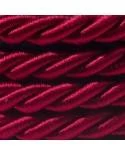 Electrische XL touwkabel, 3 x 0,75 mm. Binnenkabels bedekt met bordeaux textiel. Diameter 16 mm.