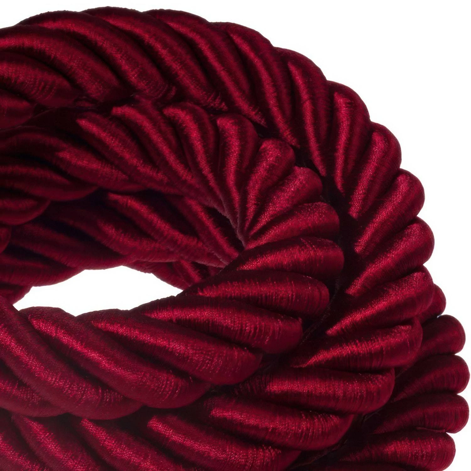 Electrische 3XL touwkabel, 3 x 0,75 mm. Binnenkabels bedekt met bordeaux textiel. Diameter 30 mm.