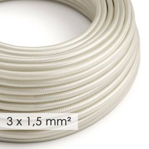 Lang overbrugging-snoer 3 x 1.50 rond - bekleed met viscose ivoor RM00