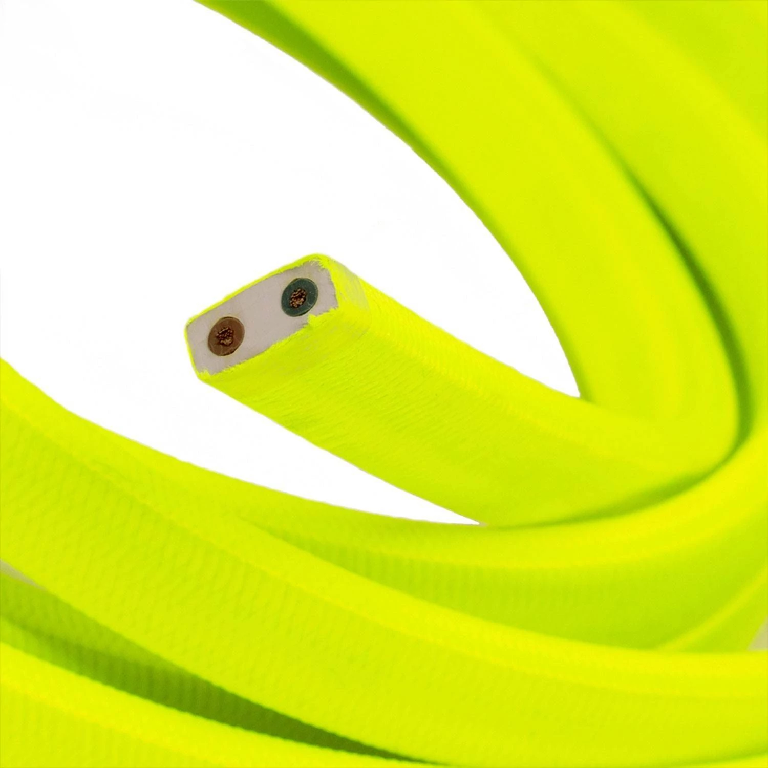 Met textiel omweven 220 V prikkabel, geel neon viscose CF10