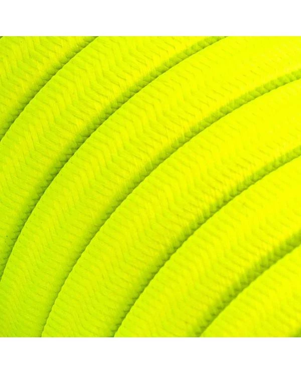 Met textiel omweven 220 V prikkabel, geel neon viscose CF10