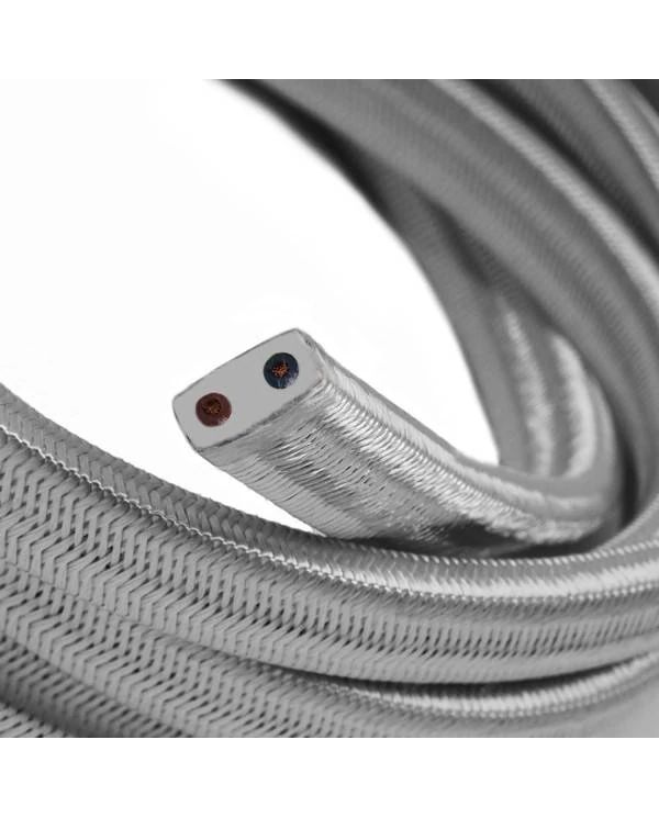 Met textiel omweven 220 V prikkabel, zilver viscose CM02