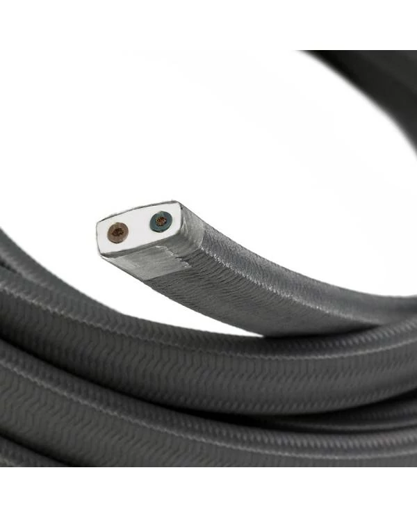 Met textiel omweven 220 V prikkabel, grijs viscose CM03