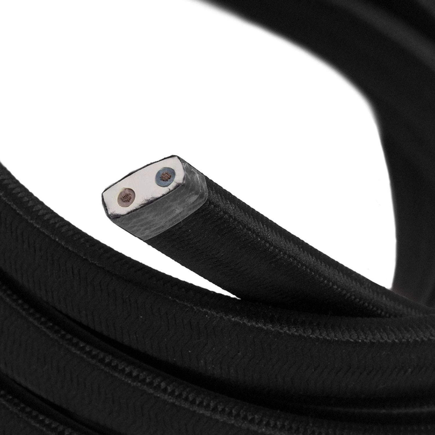 UV-bestendige met textiel omweven 220 V prikkabel, zwart viscose CM04